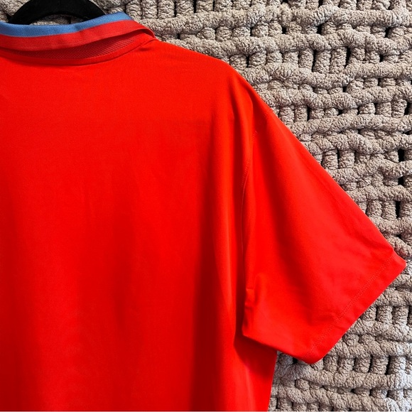 Nike Vibrant Red Polo Golf Shirt with Geometric Pattern Size Large - Picture 8 of 11